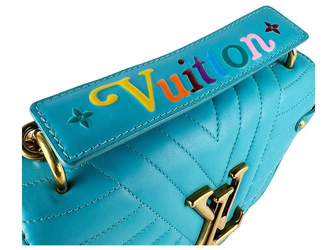 Borsa a tracolla con catena Louis Vuitton New Wave in Turquoise Turchese - vista 11