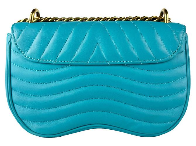 Borsa a tracolla con catena Louis Vuitton New Wave in Turquoise Turchese - vista 3