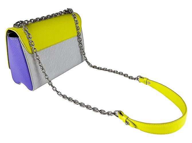 Borsa a tracolla Louis Vuitton Epi Twist MM Marrone Porpora Giallo - vista 10