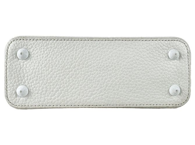 Borsa a mano Louis Vuitton Capucines MINI in pelle bianca Bianco - vista 4