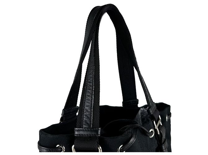 Borsa a mano Saint Laurent in tela nera Nero - vista 10