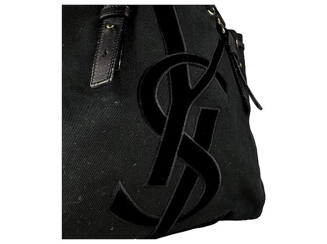 Borsa a mano Saint Laurent in tela nera Nero - vista 11