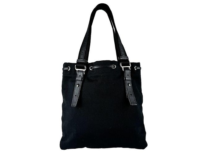 Borsa a mano Saint Laurent in tela nera Nero - vista 3