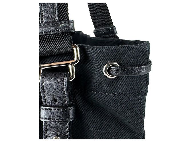 Borsa a mano Saint Laurent in tela nera Nero - vista 6