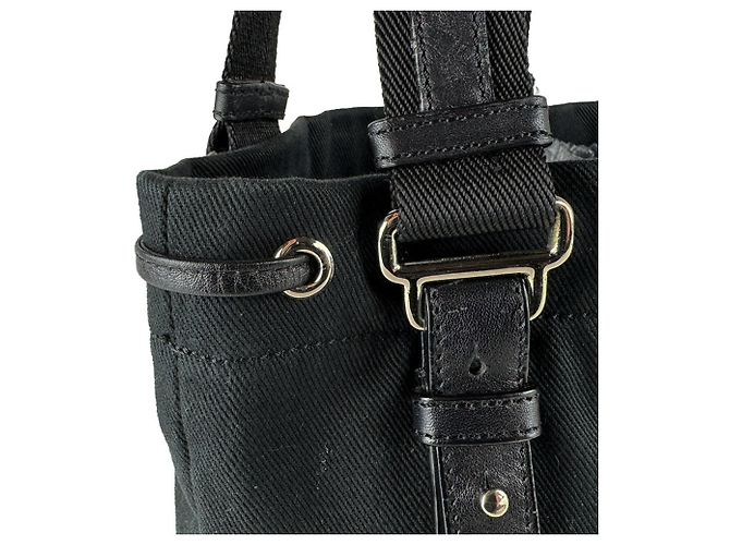 Borsa a mano Saint Laurent in tela nera Nero - vista 7