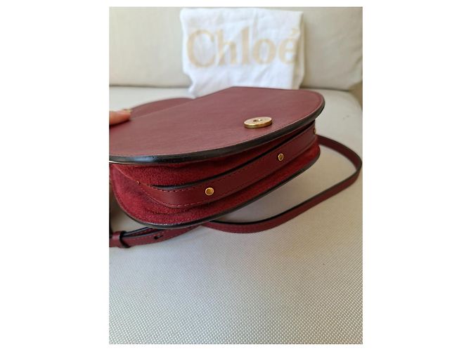Chloé Nile Borsa a Tracolla in Pelle Bordeaux Bordò - vista 12