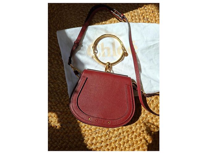 Chloé Nile Borsa a Tracolla in Pelle Bordeaux Bordò - vista 2