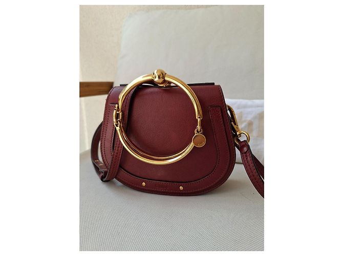 Chloé Nile Borsa a Tracolla in Pelle Bordeaux Bordò - vista 3