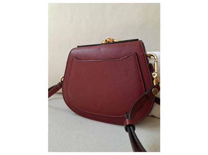 Chloé Nile Borsa a Tracolla in Pelle Bordeaux Bordò - vista 4