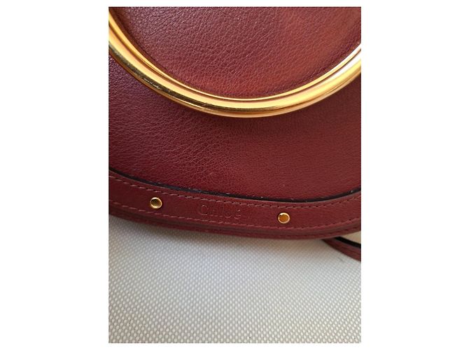 Chloé Nile Borsa a Tracolla in Pelle Bordeaux Bordò - vista 7