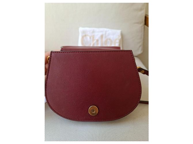 Chloé Nile Borsa a Tracolla in Pelle Bordeaux Bordò - vista 8