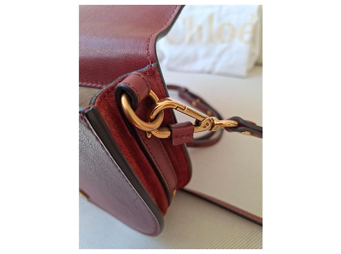 Chloé Nile Borsa a Tracolla in Pelle Bordeaux Bordò - vista 9