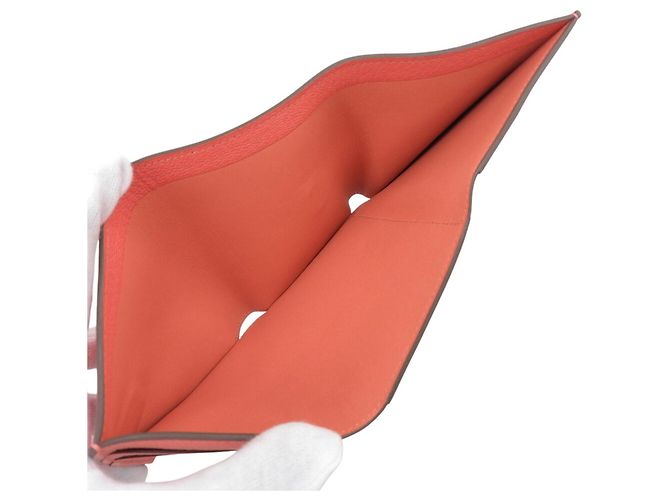 Hermès Portafoglio tri-fold combinato Hermes Bearn in Rosa - vista 3