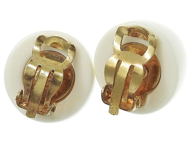 Timeless Orecchini a clip Chanel Coco Mark Bianco D'oro - vista 2