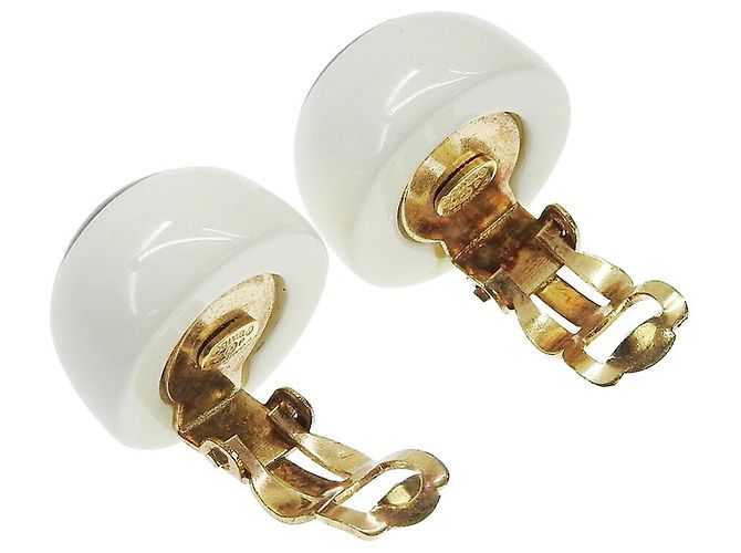 Timeless Orecchini a clip Chanel Coco Mark Bianco D'oro - vista 3