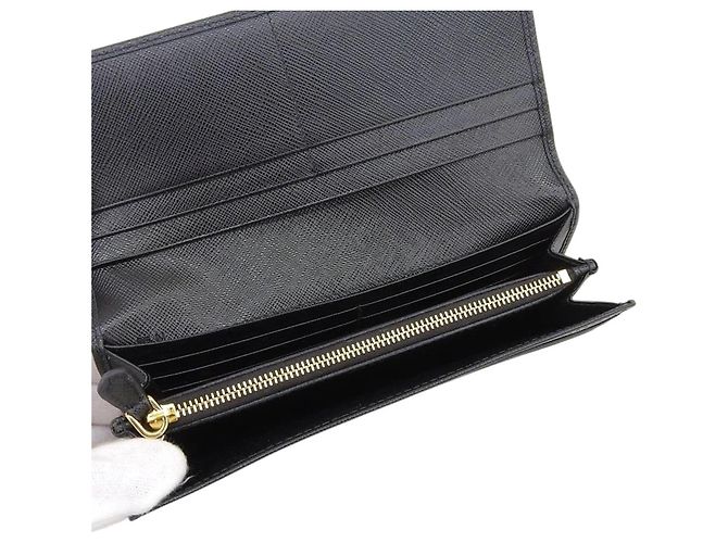 Portafoglio lungo Prada in pelle Saffiano nera Nero - vista 3