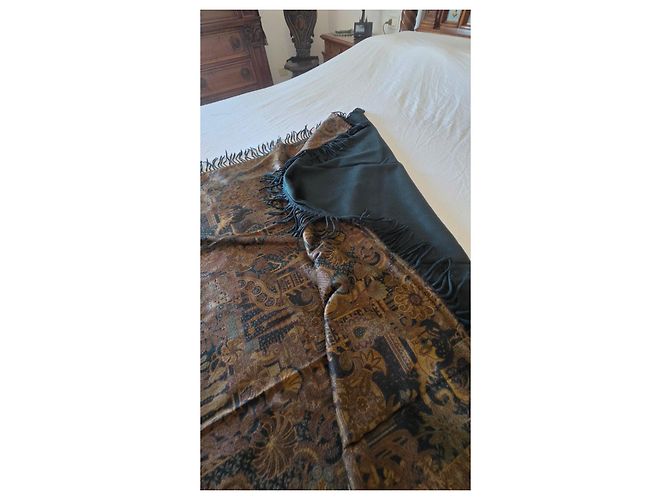 Loro Piana Sciarpa Ceylon 100% Cashmere Multicolore Beige Verde scuro - vista 3