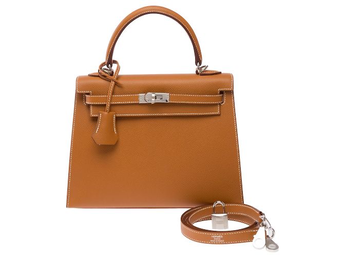 Hermès Bolsa HERMES Kelly 25 em Couro Dourado - 103843 - vista 3