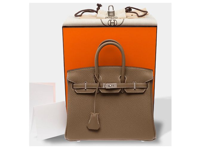 Hermès Borsa HERMES Birkin 25 in Pelle Étoupe - 103840 Taupe - vista 2