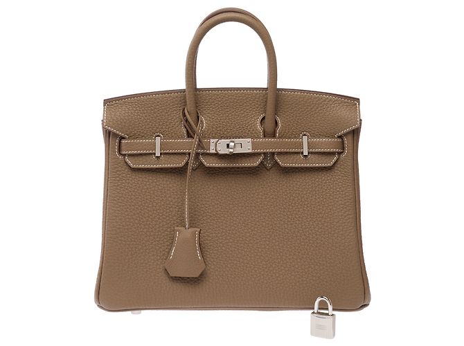 Hermès Borsa HERMES Birkin 25 in Pelle Étoupe - 103840 Taupe - vista 3