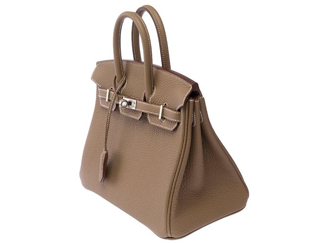 Hermès Borsa HERMES Birkin 25 in Pelle Étoupe - 103840 Taupe - vista 5