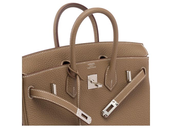 Hermès Borsa HERMES Birkin 25 in Pelle Étoupe - 103840 Taupe - vista 7