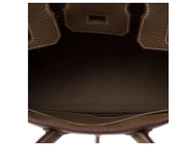 Hermès Borsa HERMES Birkin 25 in Pelle Étoupe - 103840 Taupe - vista 9