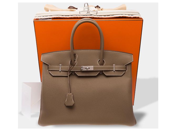 Hermès Borsa HERMES Birkin 35 in Pelle Étoupe - 103844 Taupe - vista 2