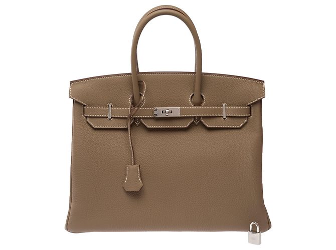 Hermès Borsa HERMES Birkin 35 in Pelle Étoupe - 103844 Taupe - vista 3