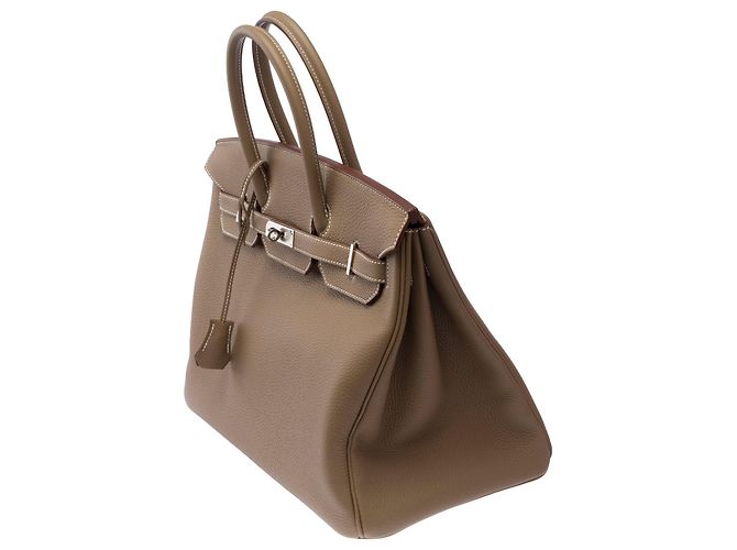 Hermès Borsa HERMES Birkin 35 in Pelle Étoupe - 103844 Taupe - vista 5