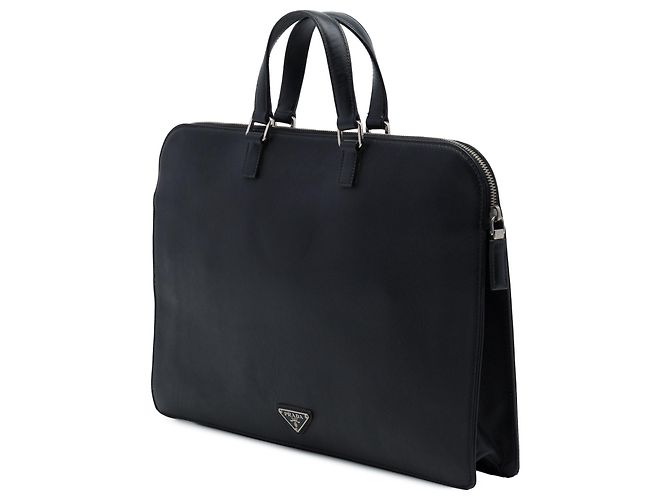 Borsa business Prada Saffiano Cuir nera con tasca frontale con zip per viaggio Nero - vista 2