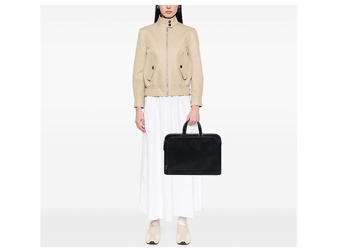 Borsa business Prada Saffiano Cuir nera con tasca frontale con zip per viaggio Nero - vista 6