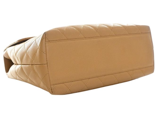 Borsa Chanel CC Quilted Caviar Kelly Top Handle Bag Beige - vista 12