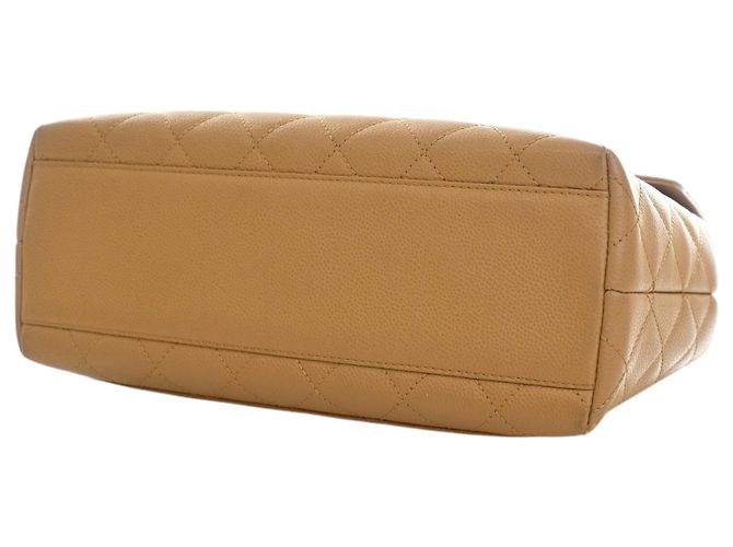 Borsa Chanel CC Quilted Caviar Kelly Top Handle Bag Beige - vista 13