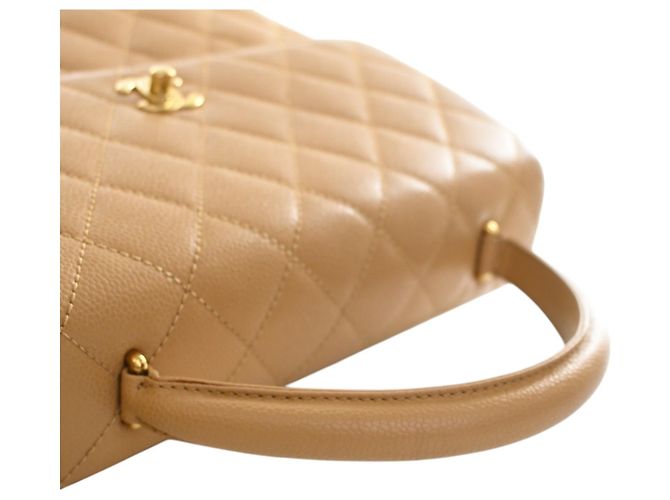 Borsa Chanel CC Quilted Caviar Kelly Top Handle Bag Beige - vista 14
