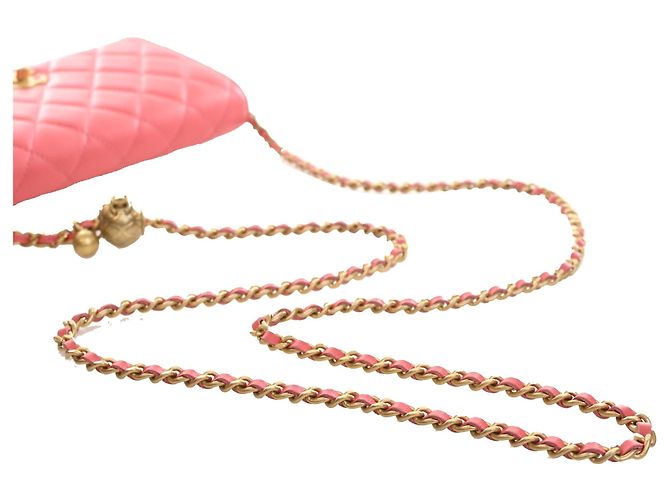 Borsa a tracolla Chanel CC Quilted Lambskin Pearl Crush Wallet On Chain Rosa - vista 14