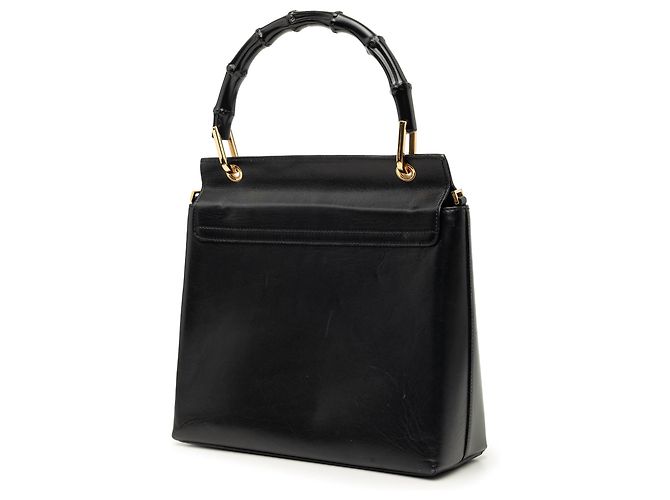 Bamboo Borsa Satchel Gucci in vitello nero con bambù - vista 2