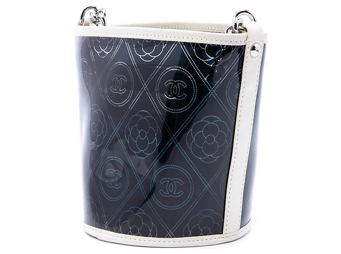 Bolso de cubo Chanel Coco Camellia Small en PVC negro y piel de becerro arrugada - vista 2