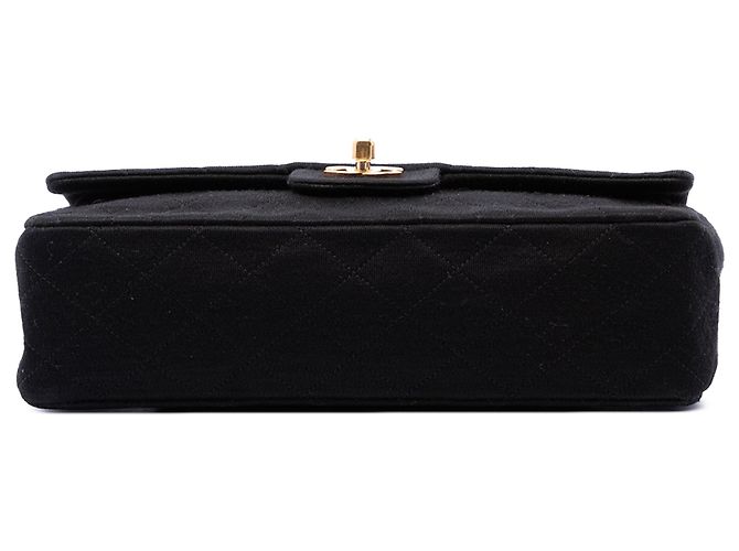 Borsa a Tracolla Chanel Medium Classic Jersey Bijoux Chain Double Flap Nera Nero - vista 3