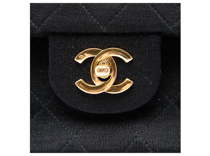 Borsa a Tracolla Chanel Medium Classic Jersey Bijoux Chain Double Flap Nera Nero - vista 5