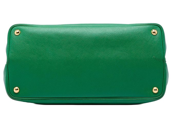 Borsa Double Satchel Prada Large in pelle Saffiano verde - vista 3