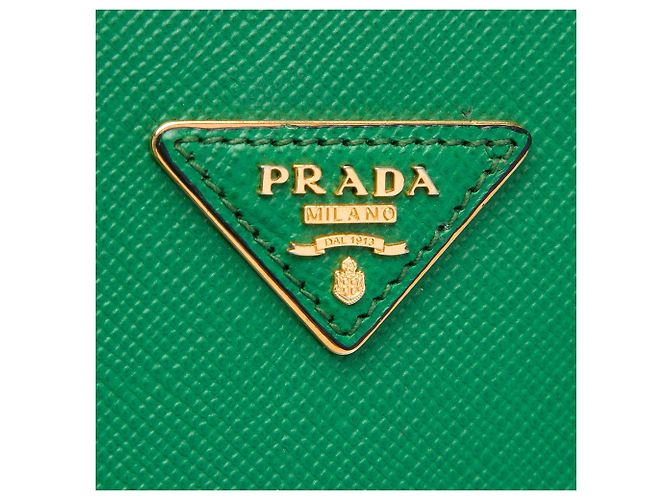 Borsa Double Satchel Prada Large in pelle Saffiano verde - vista 5