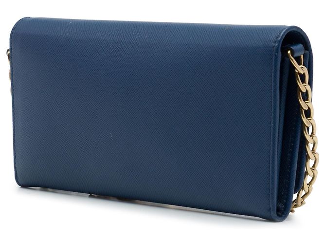 Borsa a tracolla Prada Saffiano Wallet On Chain Blu - vista 2