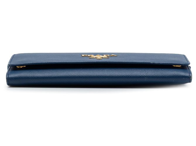 Borsa a tracolla Prada Saffiano Wallet On Chain Blu - vista 3