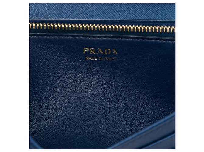 Borsa a tracolla Prada Saffiano Wallet On Chain Blu - vista 5
