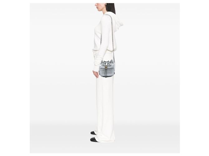 Borsa Gabrielle Small in pelle di vitello invecchiata metallizzata matelassé argento Chanel - vista 5