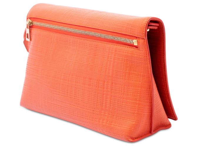 Borsa a tracolla Orange LOEWE in lino e vitello goffrato Anagram Vega Arancione - vista 2