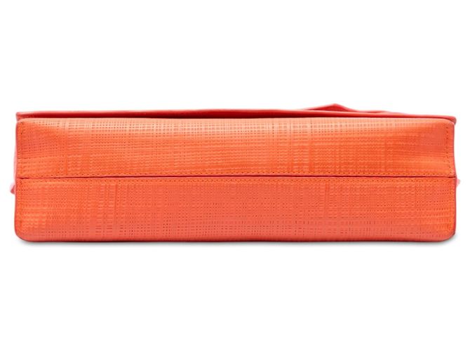 Borsa a tracolla Orange LOEWE in lino e vitello goffrato Anagram Vega Arancione - vista 3