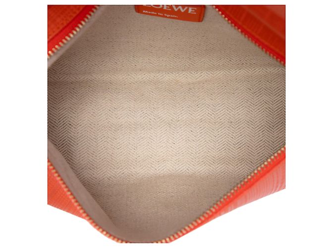 Borsa a tracolla Orange LOEWE in lino e vitello goffrato Anagram Vega Arancione - vista 4