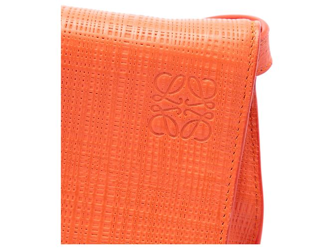 Borsa a tracolla Orange LOEWE in lino e vitello goffrato Anagram Vega Arancione - vista 5